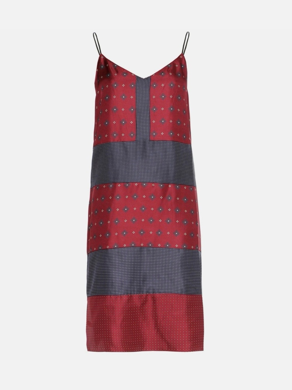 rag & bone Red and Navy Patchwork Slip Midi Dress size 10
